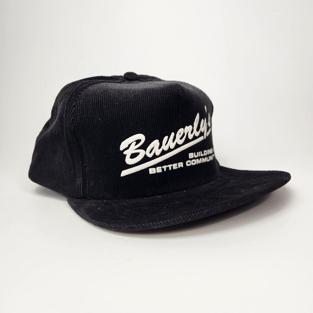 Vtg 90s Snapback Corduroy Flat Brim Hat Trucker Streetwear Streetstyle Hip Hop‎